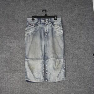 Point Zero Denim Capri Shorts Mens 32 Blue Y2K Skater Baggy P1955